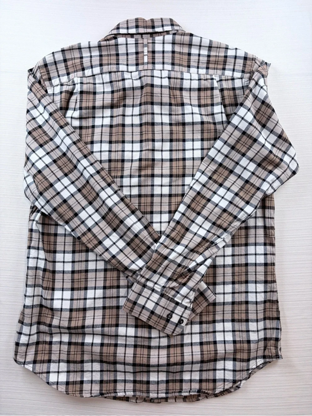 Banana Republic Tan & White Plaid Button-Down Shirt